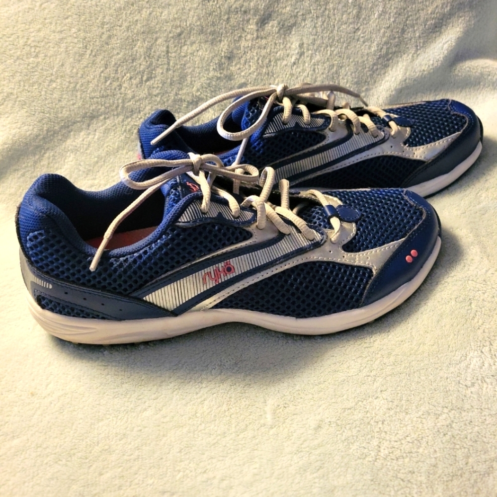 Ryka Womens Dash Navy Silver Walking Shoes Sneakers Size 7.5 NWOB